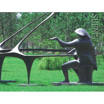 Sculpture de jardin moderne pianiste / bronze